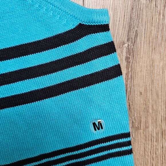 CASUAL CORNER Annex Nautical Striped Teal Blue Knit CottonBlend Shell Tank Top M - Picture 4 of 10